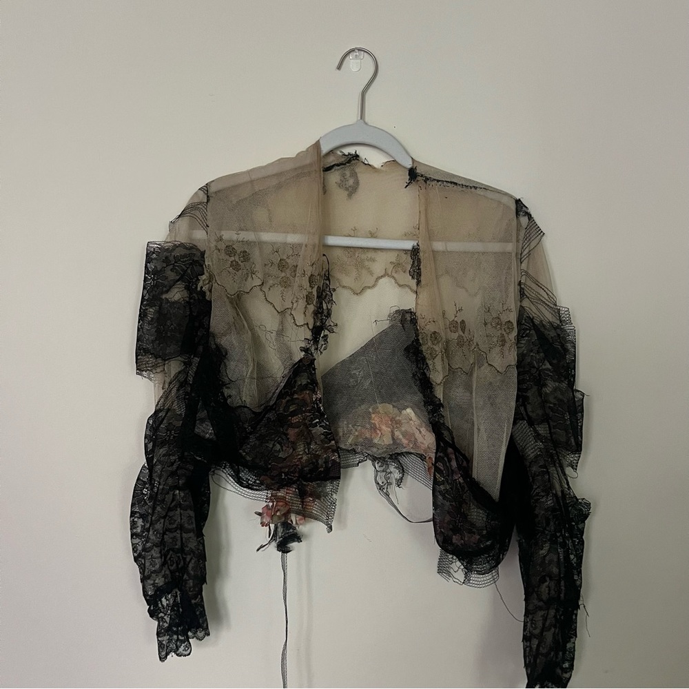 Victorian Lace Blouse Vintage Distressed